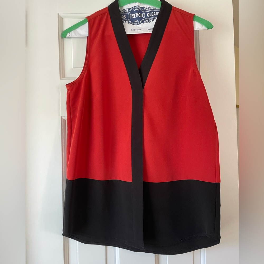 NWT H by Halston Orange and black tank blouse. Size XS
